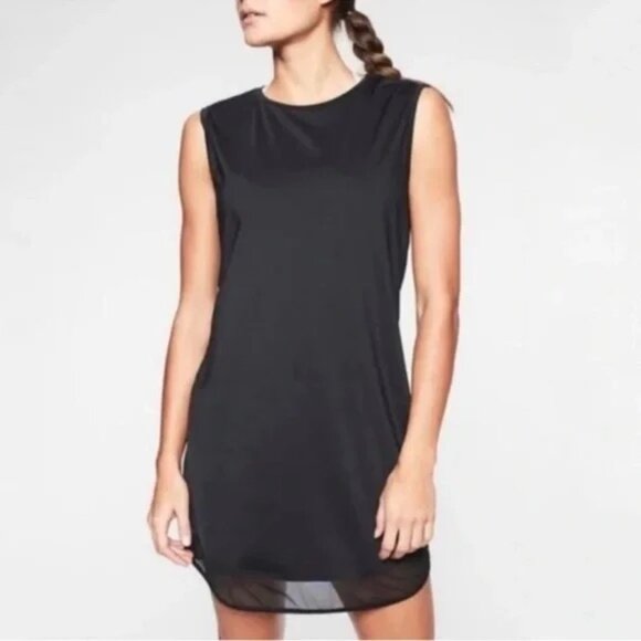 Athleta Sunlover SPF Black Mesh Hem Tank Dress Large - Picture 3 of 10